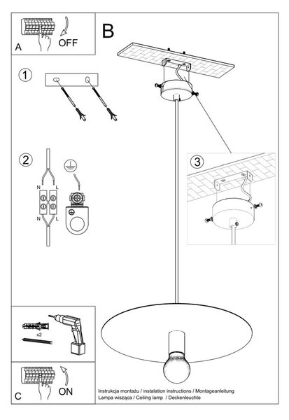 Бяло висящо осветително тяло ø 40 cm Livago – Nice Lamps