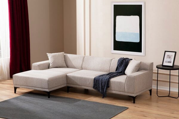 Ъглов диван Петра Бял 145x250x69 см