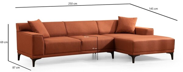 Ъглов диван Петра Оранжев 145x250x69 см