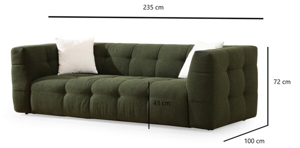 Диван за 3 места Cady Зелен 235x100x72 см
