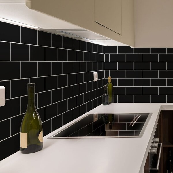 Комплект стикери за плочки 30 бр. 20x10 cm Subway Tiles Black - Ambiance