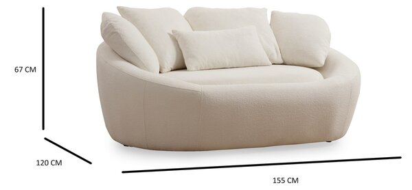 Диван за 2 места Midye Крем 155x120x67 см