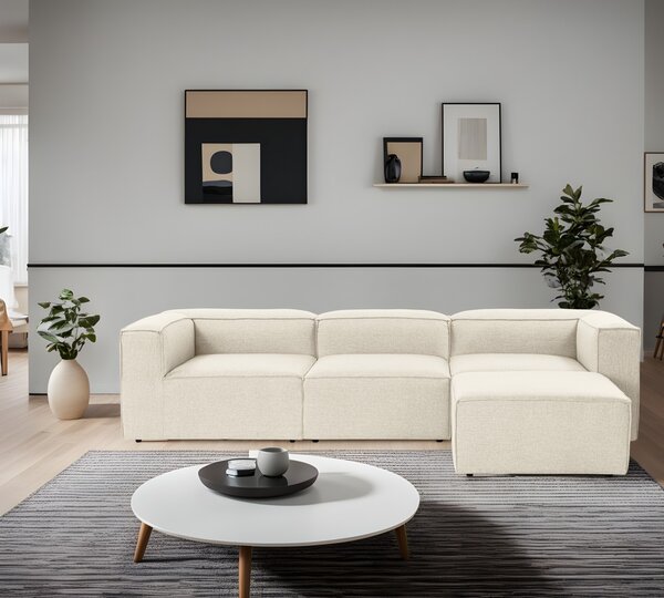 Ъглов диван десен ъгъл Fora Ecru 296x185x66 см