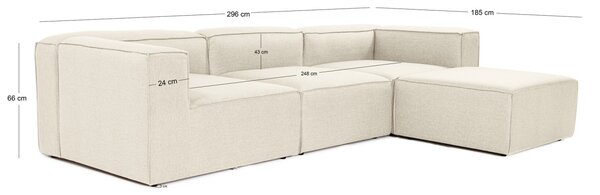 Ъглов диван десен ъгъл Fora Ecru 296x185x66 см