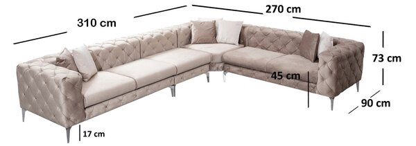 Ъглов диван десен ъгъл Como Бежов 310x73x270 см