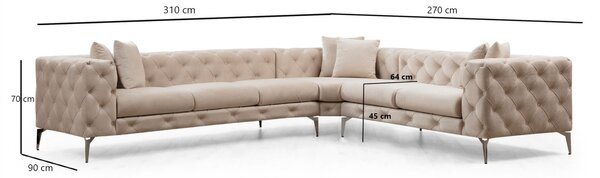 Ъглов диван ляв ъгъл Como Ecru 310x70x270 см