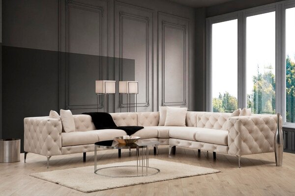 Ъглов диван ляв ъгъл Como Ecru 310x70x270 см