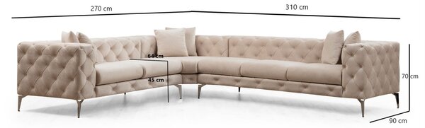 Ъглов диван десен ъгъл Como Ecru 310x70x270 см