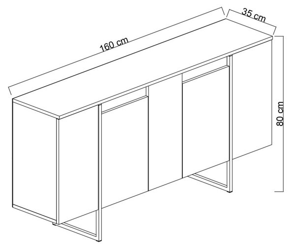 Конзола Лукс Антрацит 160x35x80 см