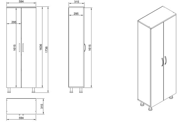 Шкаф за баня Arizona бял 59.4x161.5x31.5 см
