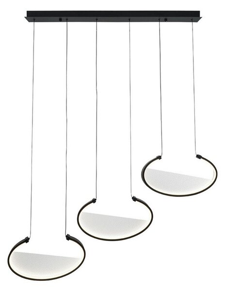 Viokef LED висяща лампа Adele, дължина 117 cm, черна, метал, 3-степенна., Черен, Дневна/трапезария, Алуминий, Модерен