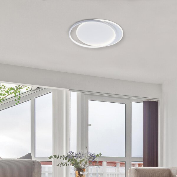 Viokef LED таванна лампа Evelyn, бяла, дължина 55 cm, метал, Бял, Дневна/трапезария, Алуминий, Модерен