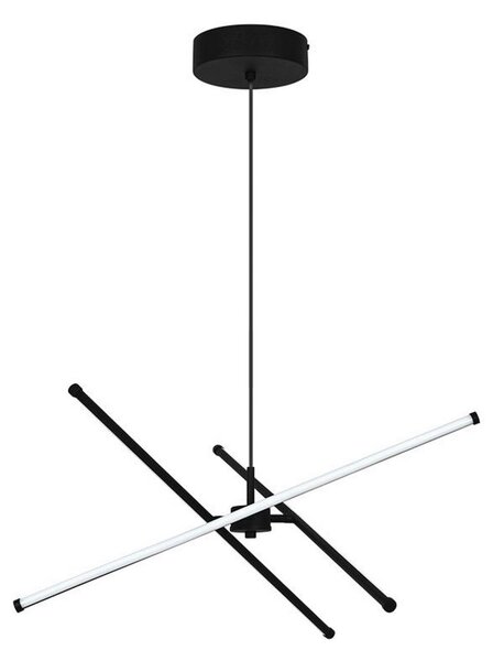 Viokef LED висяща лампа Sandy, дължина 60 cm, черна, метал, Черен, Дневна/трапезария, Алуминий, Модерен