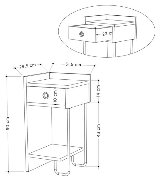 Нощно шкафче Sirius бяло 32x61x30 см