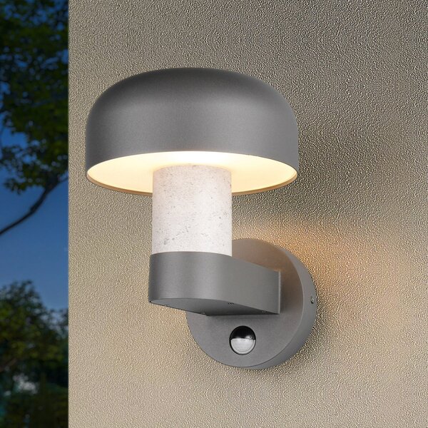 Trio Lighting Външна стена лампа Fraser сензор сив/бетон, алуминий IP54 E27, Сив, Алуминий