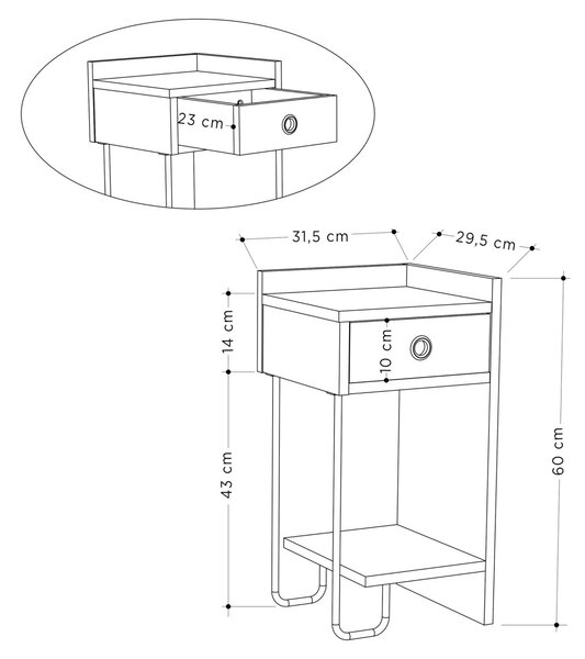 Отворено нощно шкафче Sirius Mocha 32x61x30 см