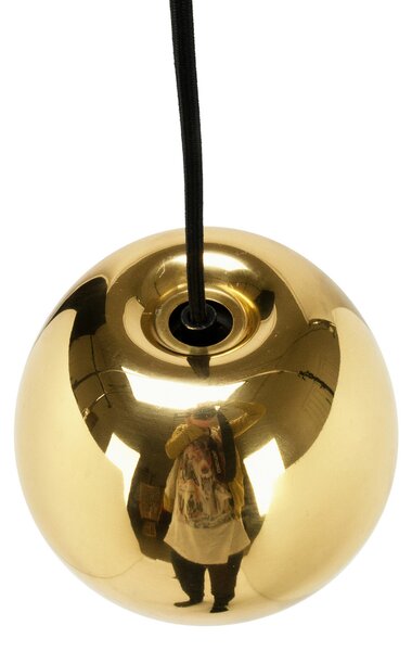 Tom Dixon LED висяща лампа Void mini, Ø 15 cm, месинг, Затъмняване, Злато / месинг, Дневна/трапезария, Месинг, Дизайн