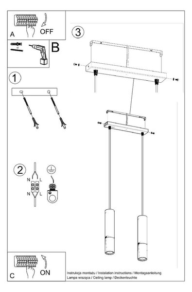 Висяща лампа с метален абажур в черно и златисто 30x6 cm Longbot - Nice Lamps