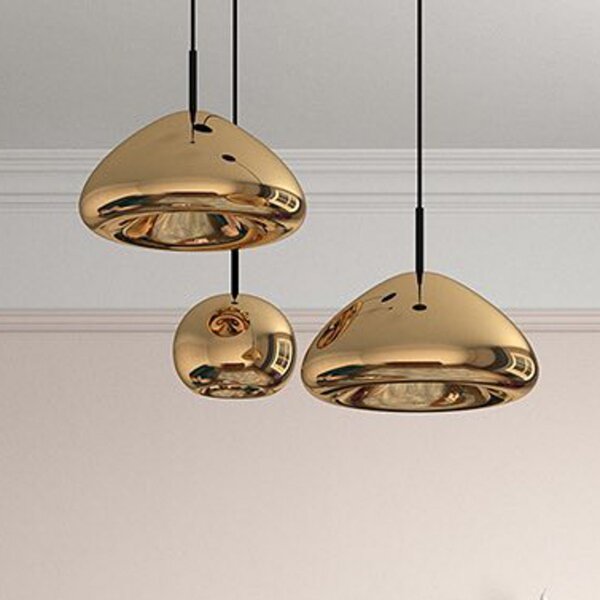 Tom Dixon LED висяща лампа Void mini, Ø 15 cm, месинг, Затъмняване, Злато / месинг, Дневна/трапезария, Месинг, Дизайн