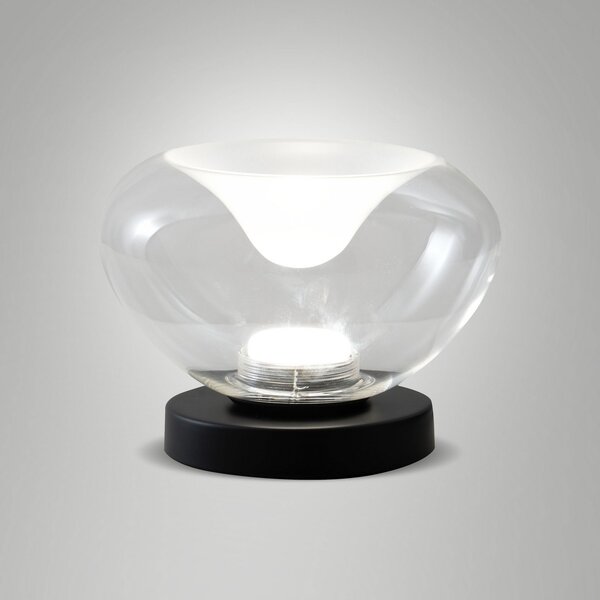 Fabas Luce LED настолна лампа Brena, прозрачна, стъкло, CCT, с димер, Затъмняване, Прозрачен, Дневна/трапезария, Стъкло, Модерен