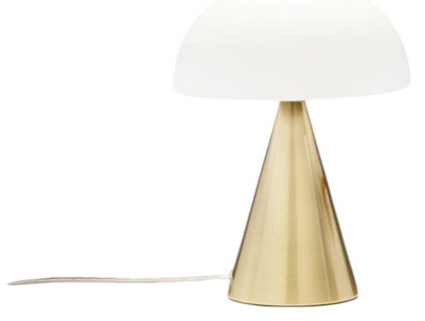Fabas Luce LED настолна лампа Blip, месинг/бял, стъкло, CCT, сензорен димер, Затъмняване, Злато / месинг, Дневна/трапезария, Стъкло, Модерен