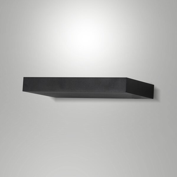 Fabas Luce LED стенна лампа Guia, черна, метал, ширина 24 cm, Черен, Дневна/трапезария, Метал, Модерен, Стенна розетка отгоре