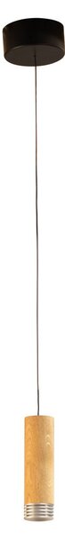 FISCHER & HONSEL LED висяща лампа Shine-Wood, Ø 13 cm дъб/черно дърво/акрил, Затъмняване, Дърво, Дневна/трапезария, Дървесина