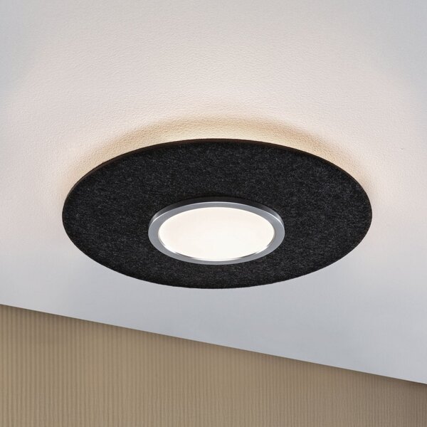 Paulmann Smart LED таванна лампа Tulga, антрацит Ø 45 cm филц, Затъмняване, Сив, Дневна/трапезария, Плат / текстил, Модерен, Кръгъл директен таван