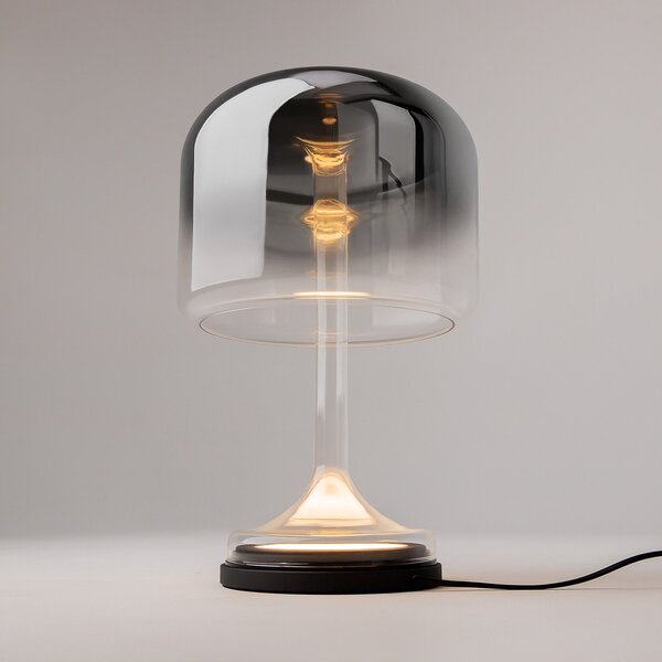 Maytoni LED настолна лампа Spirito, сива, стъкло, височина 42 cm, Сив, Дневна/трапезария, Стъкло