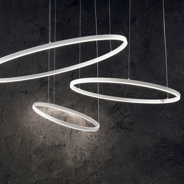 IDEAL LUX Ideal Lux LED висяща лампа Oracle Slim Ø 50 cm бяла 3000 K, Бял, Дневна/трапезария, Метал, Модерен