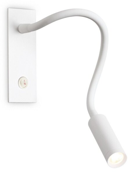 IDEAL LUX Ideal Lux LED стенна лампа IO, бяла, гъвкав рамо, превключвател, Бял, спалня, Алуминий, Модерен