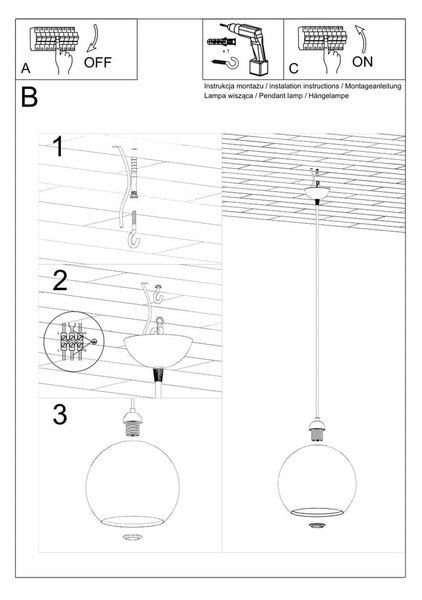 Бежова висяща лампа със стъклен абажур ø 30 cm Bilbao - Nice Lamps