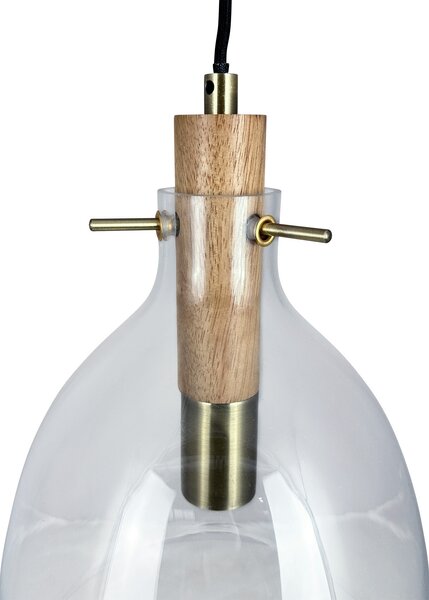 Dyberg Larsen Висяща лампа Bistro, Ø 30 cm, прозрачна, стъкло, Затъмняване, Прозрачен, Дневна/трапезария, Стъкло, Дизайн