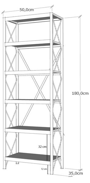 Библиотека Суадие Натурален 50x180x30 см