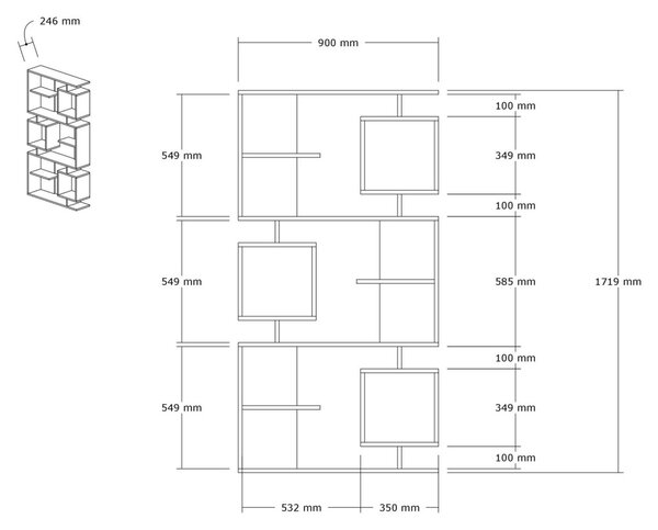 Библиотека Икардии в зелено 90x171.9x24.6 см