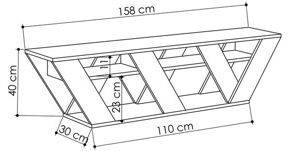 ТВ конзола Рала антрацит 158x40x30 см