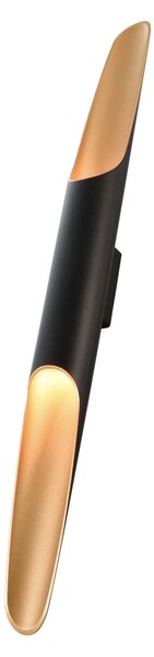 Deko-Light Стенен LED осветител Apodis, черен/златист, височина 80 cm, метален дим, Затъмняване, Черен, Дневна/трапезария, Метал, Модерен
