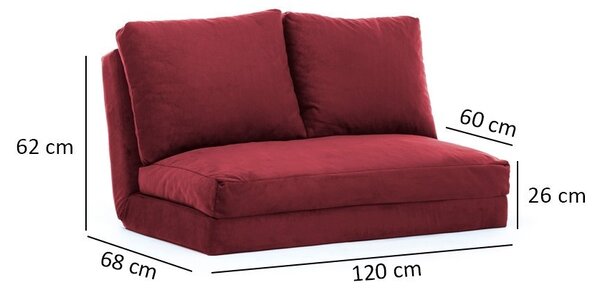Разтегателен диван за 2 места Taida Кафяв 120x68x26 см