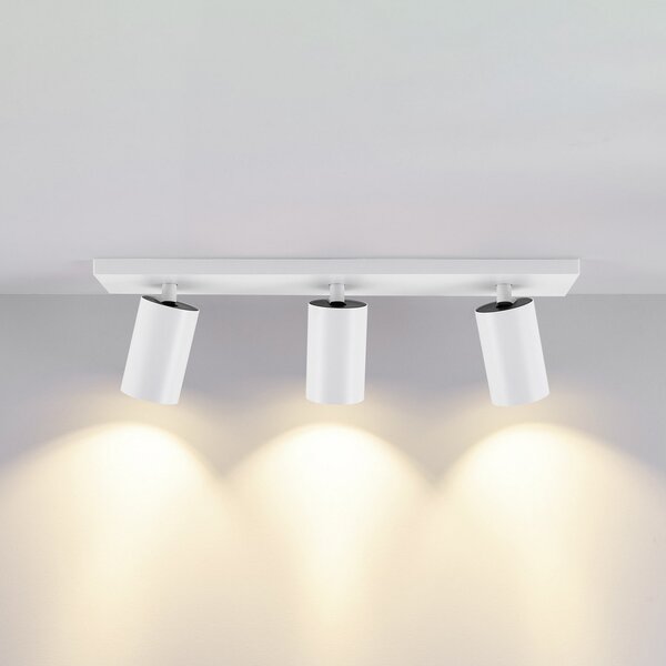 Deko-Light Прожектор за таван CAN TILT, бял, 48 x 9 cm, 3-пламенен, метален GU10, Затъмняване, Бял, Дневна/трапезария, Алуминий, Полукръгъл таван с разстояния