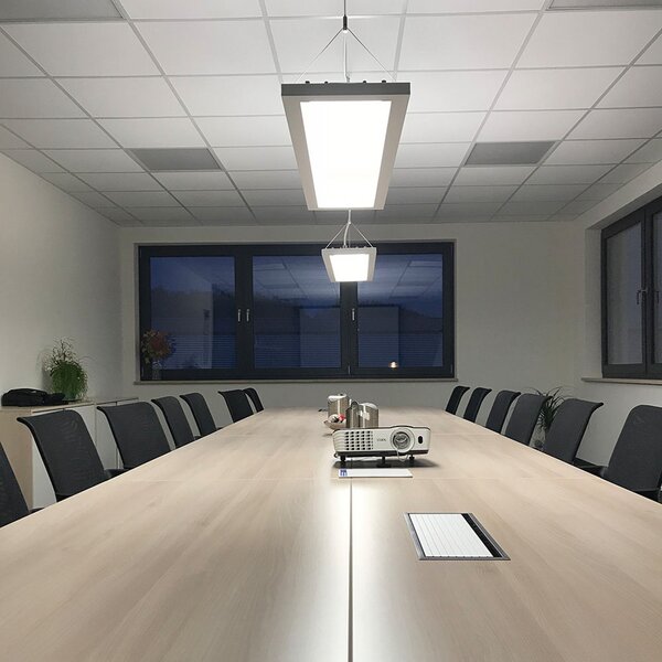 DOTLUX LED висящо осветление OFFICE бяло 120 x 30 cm CCT 54 W dim, Затъмняване, Бял, кабинет / офис, Алуминий, Модерен