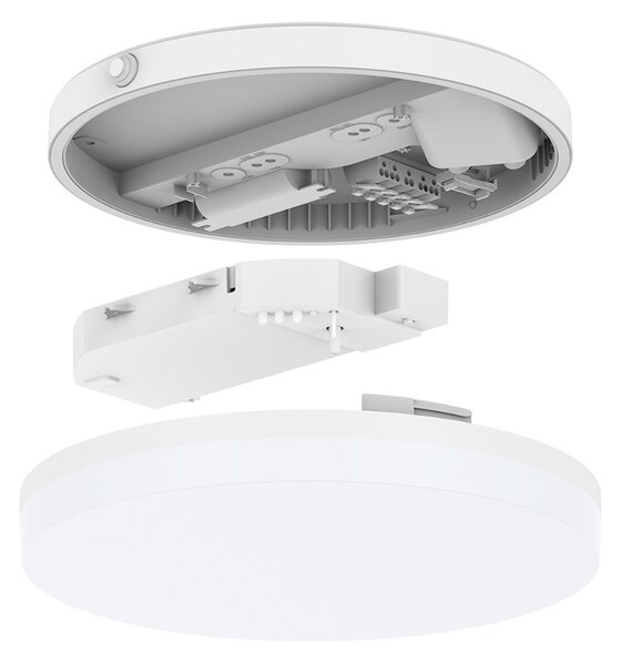 DOTLUX LED лампа за таван SURFACE, Ø 25 cm, бяла, PC, CCT, IP54, Бял, Баня, Пластмаса
