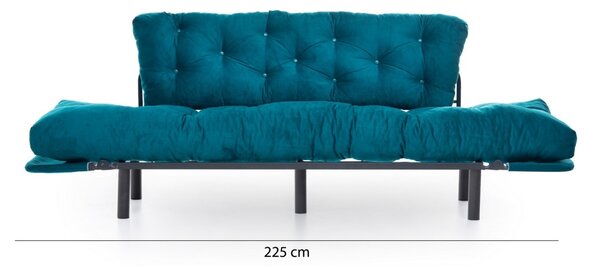Разтегателен диван за 3 места Nitta тъмнозелен 225x70 см