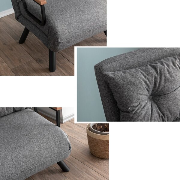 Разтегателен фотьойл Sando Светлосив 175x60x60 см