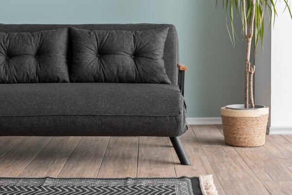 Разтегателен диван за 2 места Sando Тъмен сив 175x133x41 см