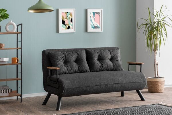 Разтегателен диван за 2 места Sando Тъмен сив 175x133x41 см