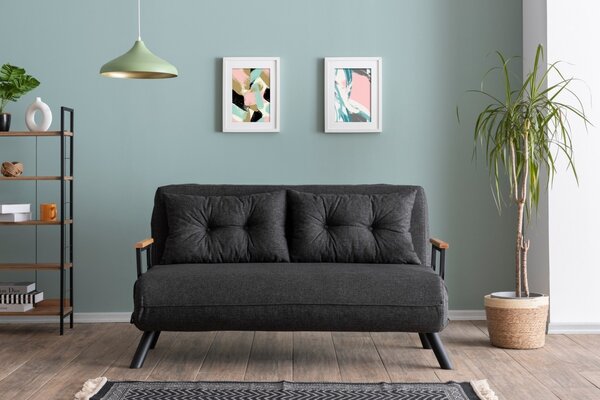 Разтегателен диван за 2 места Sando Тъмен сив 175x133x41 см