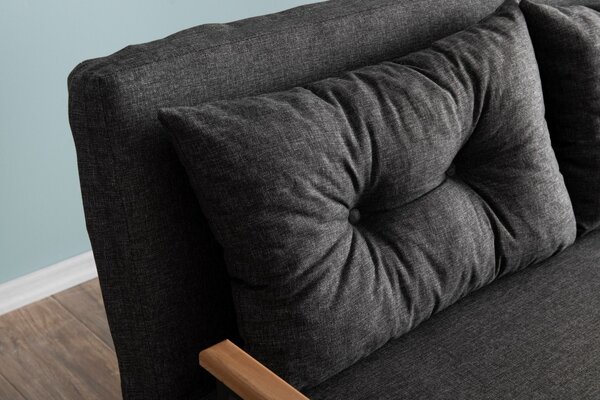 Разтегателен диван за 2 места Sando Тъмен сив 175x133x41 см