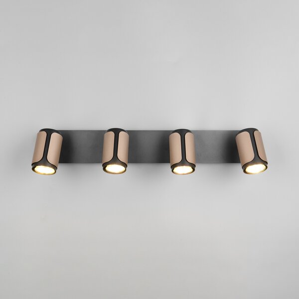 Trio Lighting Таванни прожектори Gillan, кафе, 4-пламъчни, метал, GU10, Затъмняване, Кафяв / ръждив, Дневна/трапезария, Метал, Модерен