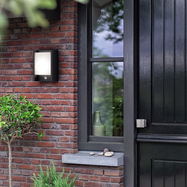 Philips LED стенна лампа Arbour UE, комплект от 2 броя, сензор, 2700 K, Черен, Алуминий, Модерен