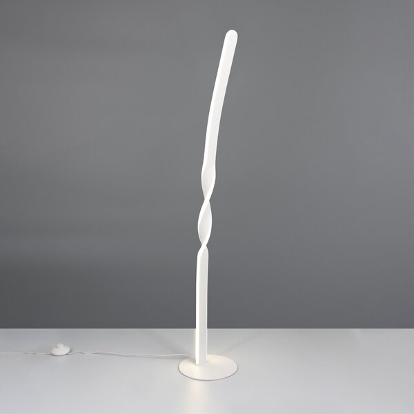 Reality Leuchten LED стояща лампа Ginko, бял матов, метал, височина 110 cm, Бял, Дневна/трапезария, Метал, Модерен